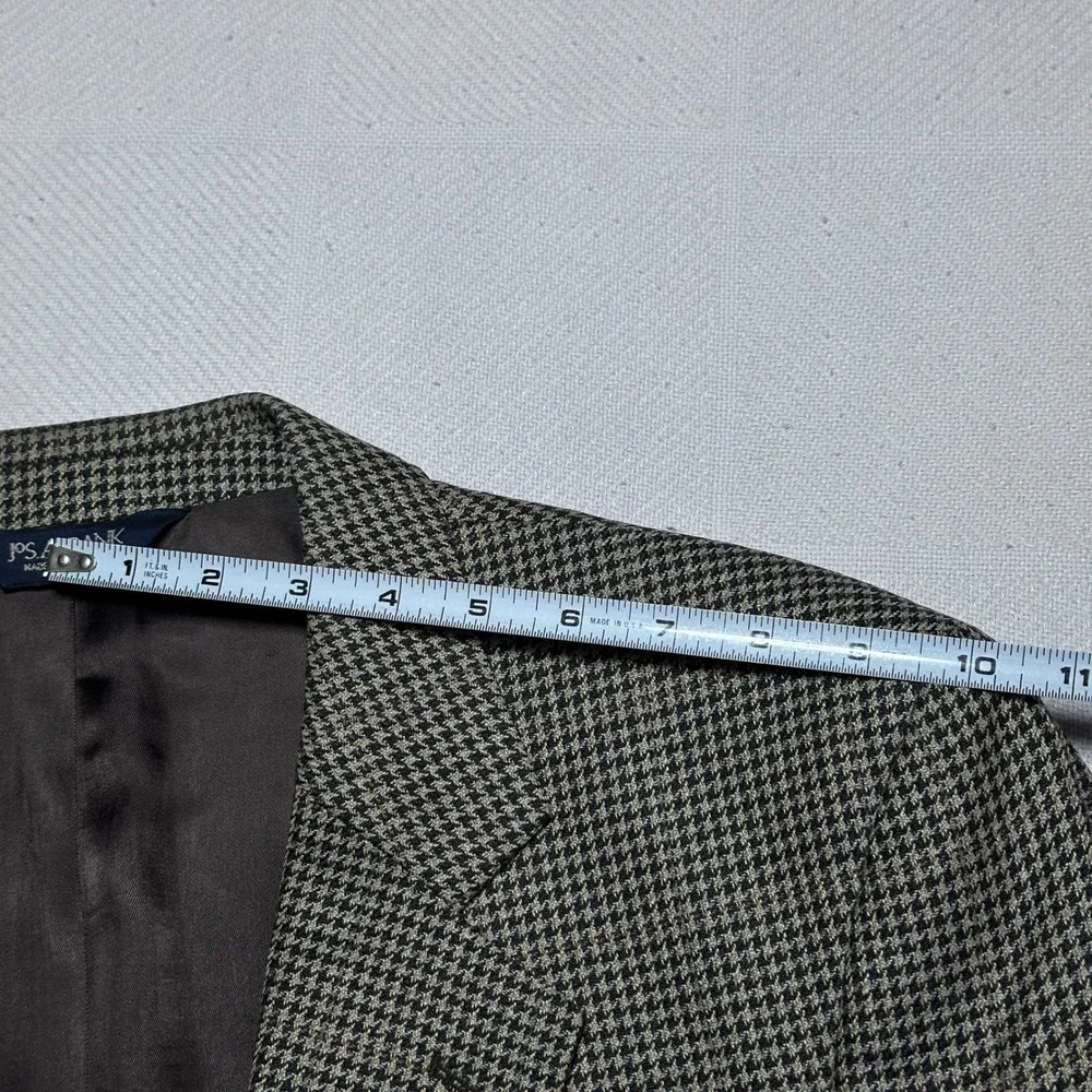 Jos A Bank Sport Coat Mens 42L Silk Wool Houndstooth Brown Two Button Blazer